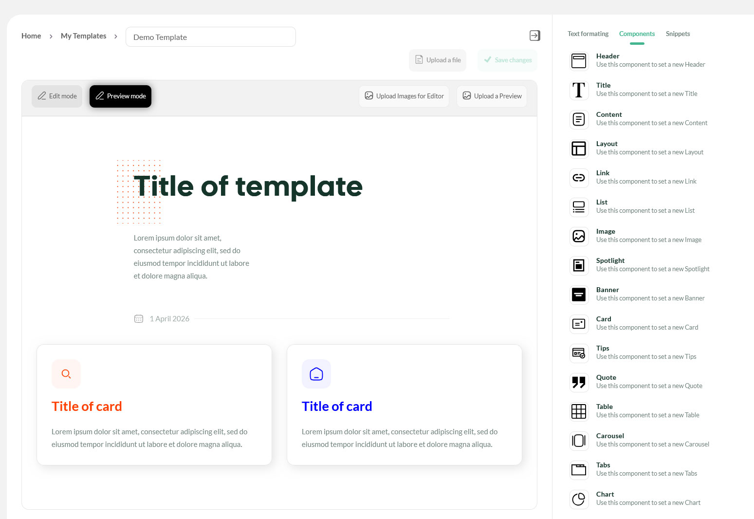 Custom template UI