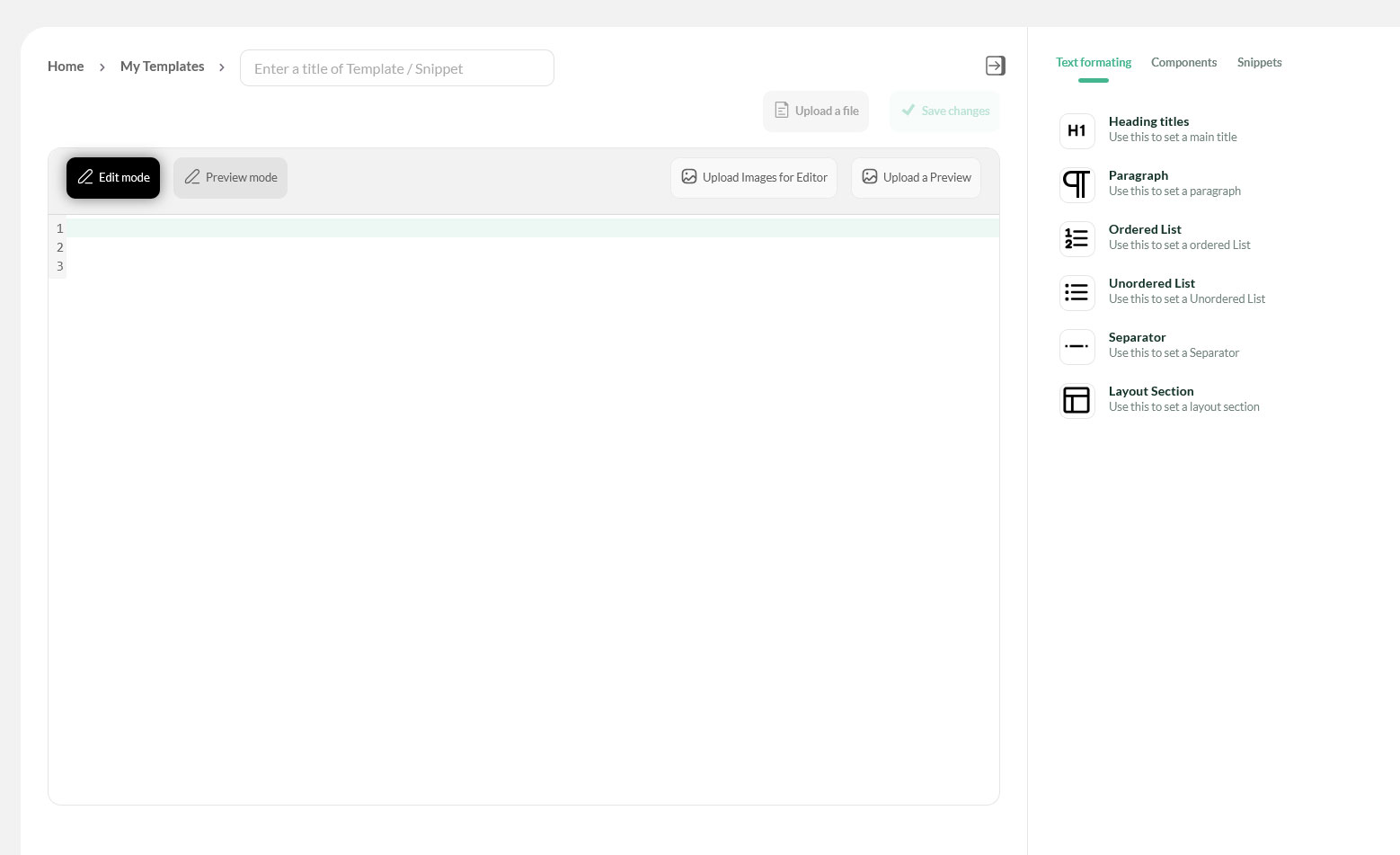 Custom template UI